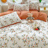 elvesmall Vintage Red Berries Print Bedding Set