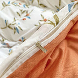 elvesmall Vintage Red Berries Print Bedding Set