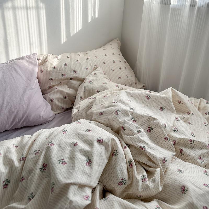 elvesmall Purple Vintage Floral Bedding Set