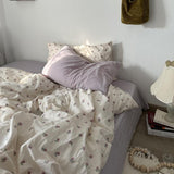 elvesmall Purple Vintage Floral Bedding Set