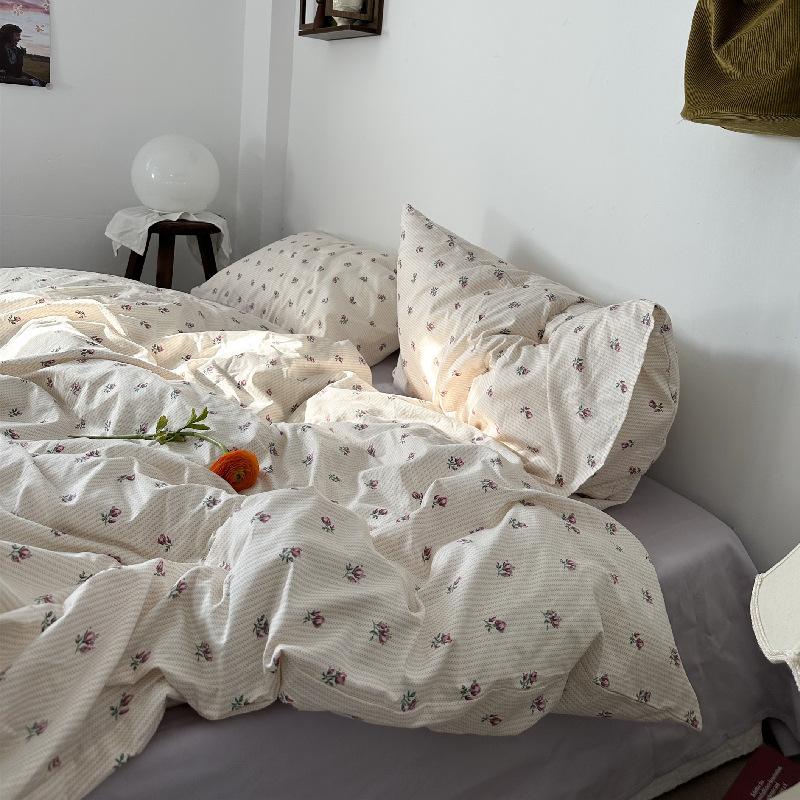 elvesmall Purple Vintage Floral Bedding Set