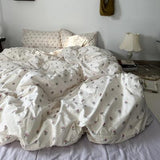 elvesmall Purple Vintage Floral Bedding Set