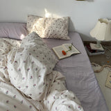 elvesmall Purple Vintage Floral Bedding Set
