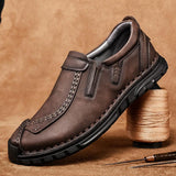 elvesmall Men's Hand-stitched Lace-up Tooling Shoes