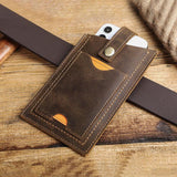 elvesmall Men EDC Genuine Leather Cowhide 6.5 Inch Phone Bag Belt Sheath Waist Bag