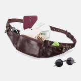 elvesmall Men Genuine Leather Retro Sport Outdoor Multi-carry Chest Bag Sling Bag Crossbody Bag Waist Bag