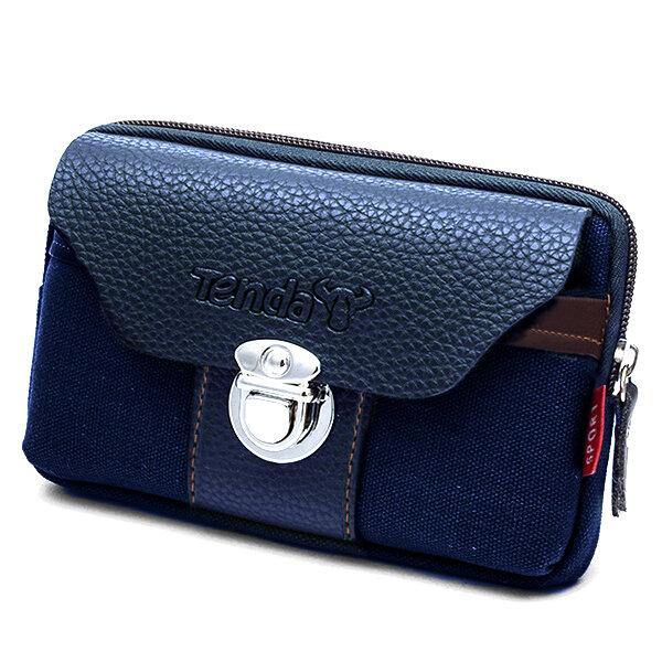 elvesmall Men Canvas&Leather Belt Phone Bag Waist Bag Outdoor Crossbody Bag for 5.5 in Phones