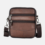 elvesmall Men Genuine Leather Large Capacity Business Multi-carry Crossbody Bag