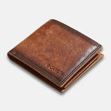 elvesmall Men Genuine Leather Short RFID Anti-theft Multi-card Slot Card Holder Coin Purse Wallet Cowhide Money Clip