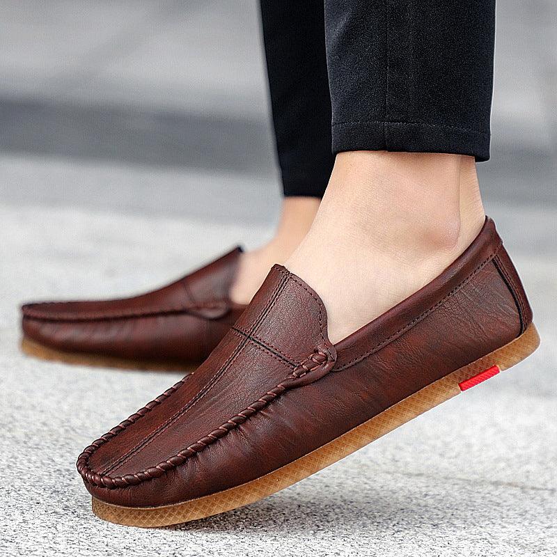 elvesmall Doudou Men's Casual Lazy Small Leather Lightweight Driving Men's Soft-soled Men's Shoes