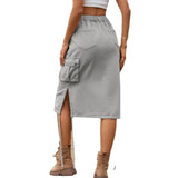 elvesmall Women's New Denim Lace-up Skirt Casual
