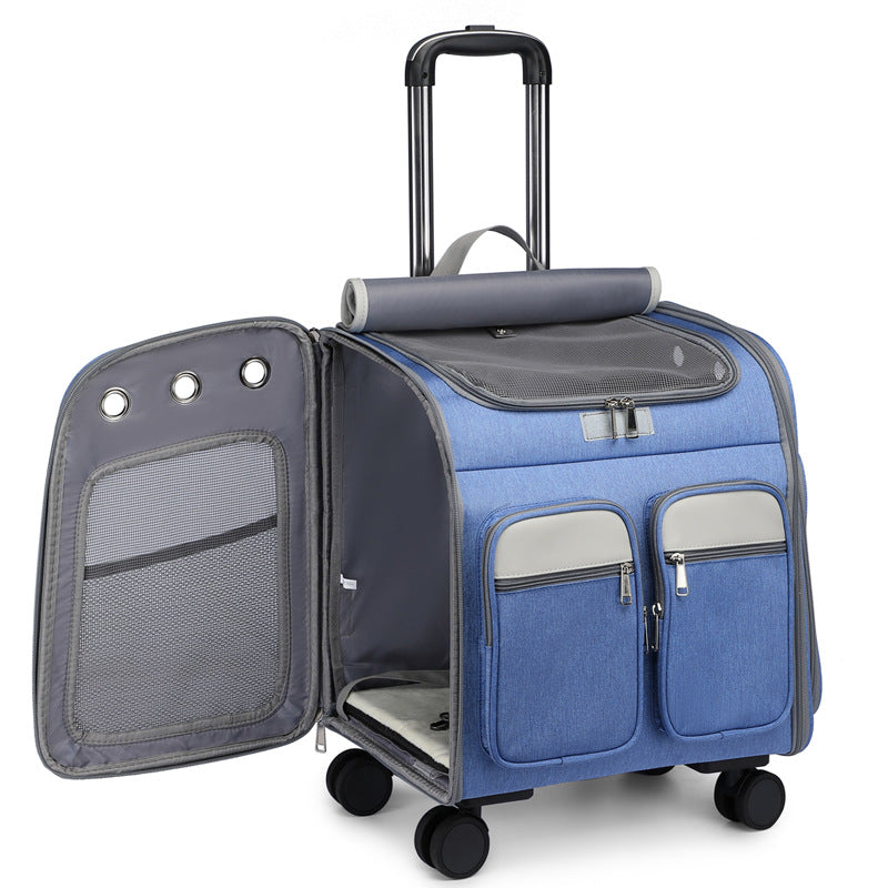elvesmall Pet Trolley Case Cat Bag Large Capacity Folding