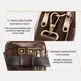 elvesmall Men Genuine Leather Multifunction Multi-carry 4 Card Slots Crossbody Bag Waist Bag