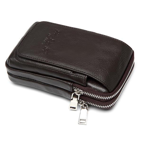 elvesmall Genuine Leather Multi-function Fanny Waist Bag Belt Bum Pouch Phone Bag Coin Purse For Men