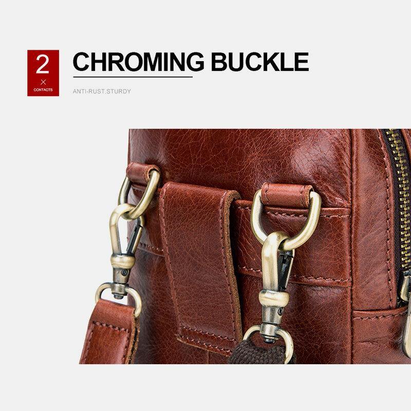 elvesmall Men Genuine Leather Retro Fashion 5.8 Inch Phone Bag Multi-carry Crossbody Bag Waist Bag