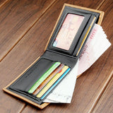 elvesmall Men Faux Leather Business Casual Bifold Multi-slot Card Holder Wallet