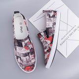 elvesmall Men's Simple And Fashionable Low-cut Floral Canvas Shoes