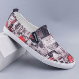 elvesmall Men's Simple And Fashionable Low-cut Floral Canvas Shoes