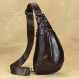 elvesmall Men's Fashion Chest Bag Genuine Leather Shoulder