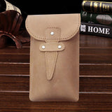 elvesmall Men Genuine Leather Waterproof Vintage Casual 5.8 Inch Phone Bag Cowhide Waist Bag With Hook