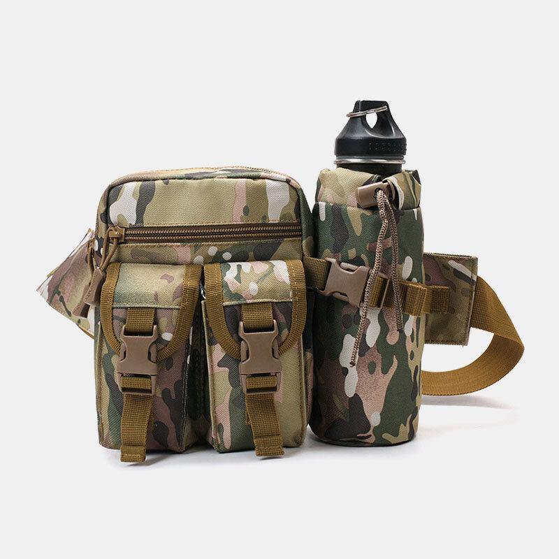 elvesmall Men Nylon Camouflages Multifunction Outdoor Water Bottle Waist Bag Tactical Bag