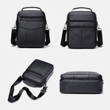 elvesmall Men Genuine Leather Retro Business Vertical Handbag Crossbody Bag