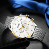 trendha CURREN 8340 Chronograph Calendar Men Wristwatch Mesh Steel Band Quartz Watch