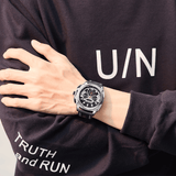 trendha MEGIR 2128 Sport Men Watch Luminous Date Display Chronograph Waterproof Leather Strap Quartz Watch
