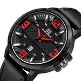 trendha VA VA VOOM VA-217 Fashion Men Watch Calendar Display 3ATM Waterproof Leather Strap Quartz Watch