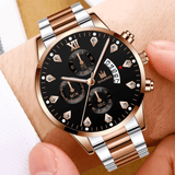 trendha Business Casual with Calendar Inlaid Rhinestones Dial Steel Strap Men Quartz Watch