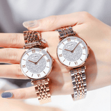 trendha A0566 Trendy Elegant Women Watches Full Alloy Roman Numerals Rhinestones Mount Dial Quartz Watches