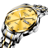 trendha BELUSHI 556 Full Steel Band Business Style Calendar Quartz Watch Waterproof Luminous Display Men Watch