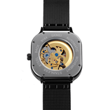trendha SKMEI 9184 Fashion Men Automatic Watch Waterproof Hollow Art Stainless Steel Strap Mechanical Watch