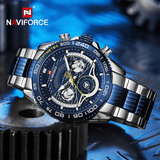 trendha NAVIFORCE 9185 Luminous Display Calendar Full Steel Quartz Watch Fashionable Waterproof Men Watches