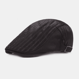 elvesmall Unisex Mesh Breathable Beret Cap Stripe Pattern Summer Sunshade Newsboy Hat Flat Cap Ivy Cap