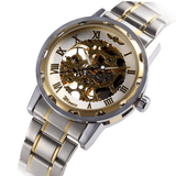 trendha Business Skeleton Dial Steel Band Waterproof Men Automatic Mechanical Watch Wristwatch