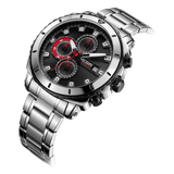 trendha MEGIR 2075 Business Style Chronograph Luminous Date Display Bracelet Clasp Steel Men Quartz Watch