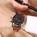trendha Hannah Martin Men Relogio Masculino Leather Band Decorative Small Dial Quartz Watch