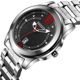 trendha KINGNUOS K-198 Hardles Glass Quartz Watches Stainless Steel Strap Business Style Men Watch