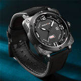 trendha RISTOS 9320 Business Casual Leather Strap Date Week Luminous Time Display Men Wrist Watch Quartz Watches