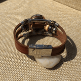 trendha B15 Fashion Rhinestone Stainless Steel Buckle Leather Strap Couple Quartz Watch Bracelet Watch
