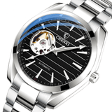 trendha CHENXI 8806 Fashion Men Automatic Watch Hollow Dial Luminous Display Stainless Steel Strap Waterproof Simple Mechanical Watch