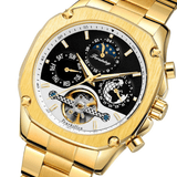 trendha FORSINING FSG6912 Automatic Watch Luminous Week Display Stainless Steel Fashion Men Mechanical Watch