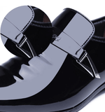 elvesmall Men Patent Leather Metal Decoration Comfy Bussiness Formal Shoes