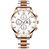 trendha Business Casual with Calendar Inlaid Rhinestones Dial Steel Strap Men Quartz Watch