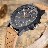 trendha VA VA VOOM VA-206 Casual Style Date Display Outdoor Quartz Watch Leather Band Men Watch