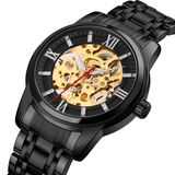 trendha SKMEI 9222 Fashion Men Automatic Watch Hollow Dial Stainless Steel Strap Business Mechanical Watch