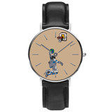 trendha Casual Style Men Watch Cartoon Astronaut & Earth Print PU Leather Strap Clock Quartz Watches