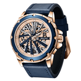 trendha Benyar 5173 Fashion Sports Two-Side Hollowed Design PU Leather Strap 3ATM Waterproof Men Automatic Mechanical Watch