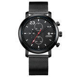 trendha SINOBI 9765 Chronograph Casual Style Men Wrist Watch Mesh Steel Strap Quartz Watches